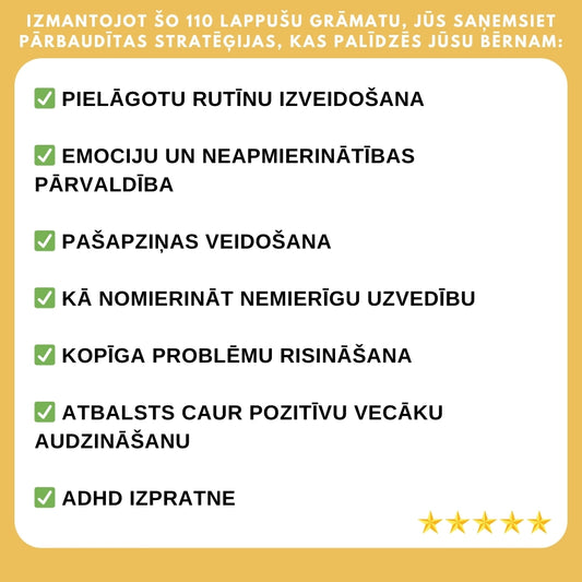 Visvairāk pārdotais vecāku ceļvedis atklāj REVOLUCIONĀRU pieeju, kas palīdz bērniem ar UDHS kļūt mierīgākiem un koncentrētākiem + 6 BONUSI